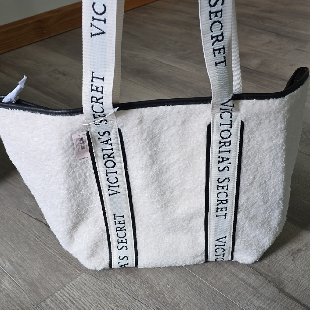 Victoria's Secret White Tote with Striped Detailing